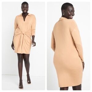 NWT Eloquii camel tie waist collared shirt dress 20 JJ8